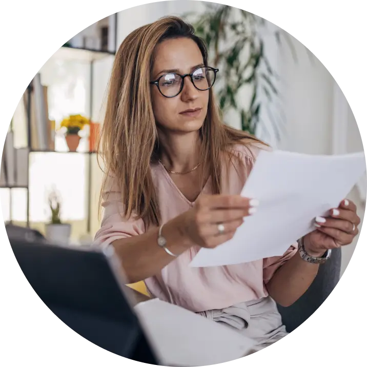 person reviewing documents